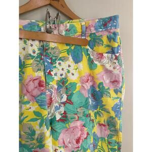 Vintage Plus Size Jeans 80s 90s Jack Mulqueen Yellow Floral Size 16